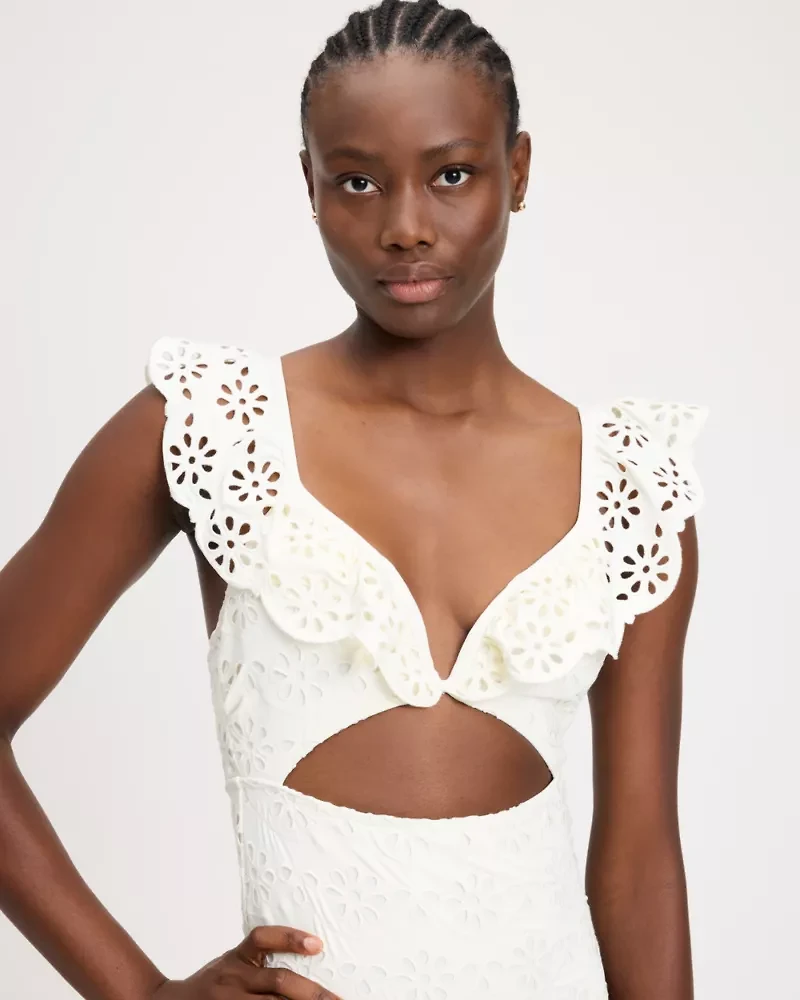 Eyelet Ruffle One-piece Swimsuit