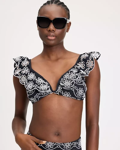 Ruffle Eyelet Bikini Top
