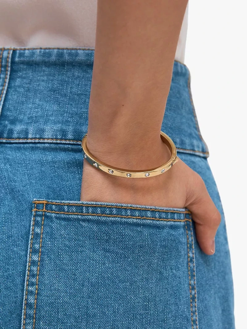 Set in Stone Hinged Gold Bangle