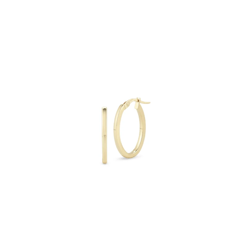Shop designer gold petite square edge oval hoop earrings in Canada | La Maison Monaco