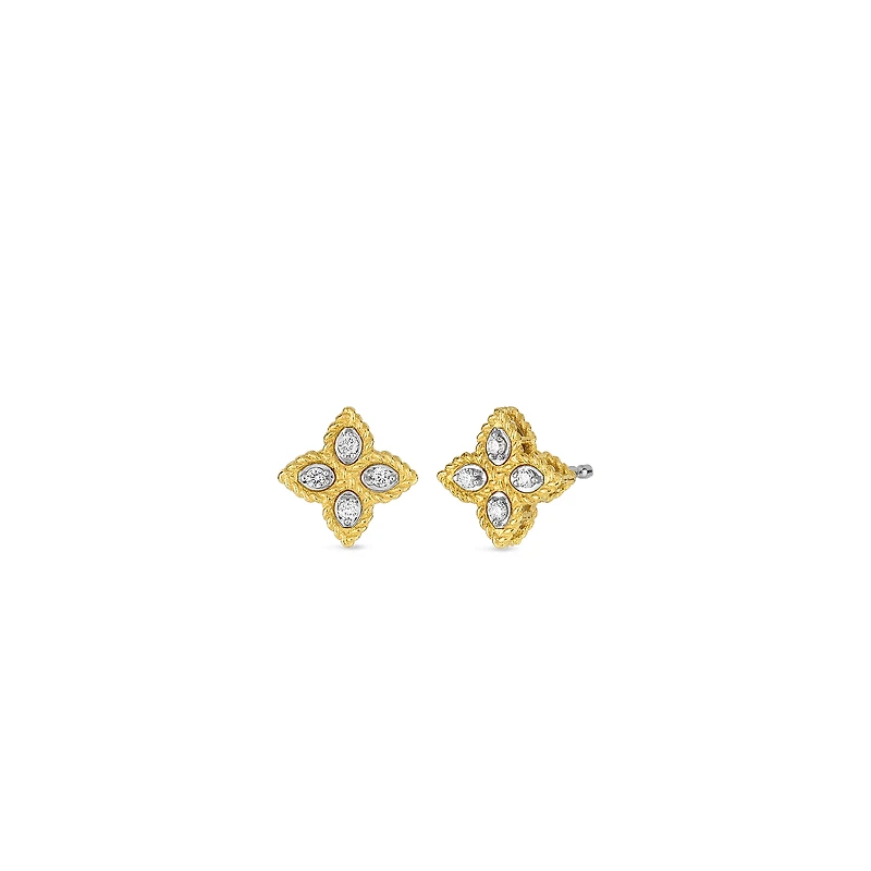 Shop princess flower small diamond stud earrings in Canada | La Maison Monaco