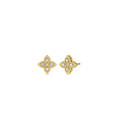Shop gold princess flower small diamond stud earrings in Canada | La Maison MonacoShop