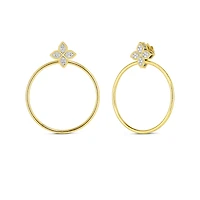 Shop princess flower attached hoop diamond earrings in Canada | La Maison Monaco