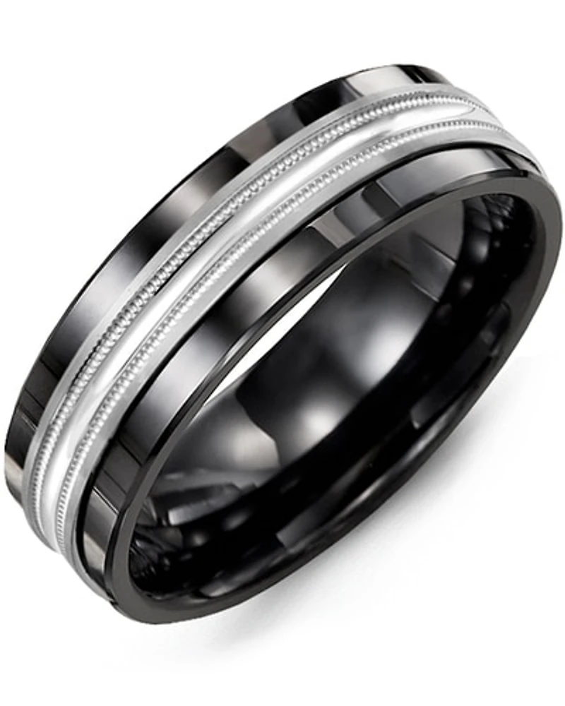 Shop men’s concave polish center milgrain wedding ring in Canada | La Maison MonacoShop