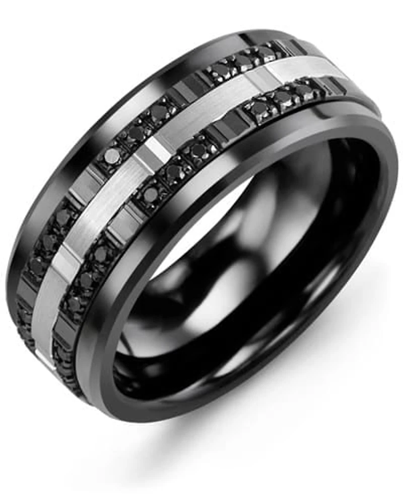 Shop men’s outer trio black diamonds wedding band in Canada | La Maison Monaco