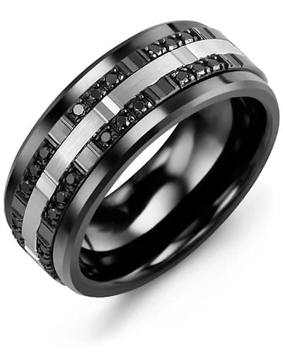 Shop men’s outer trio black diamonds wedding band in Canada | La Maison Monaco