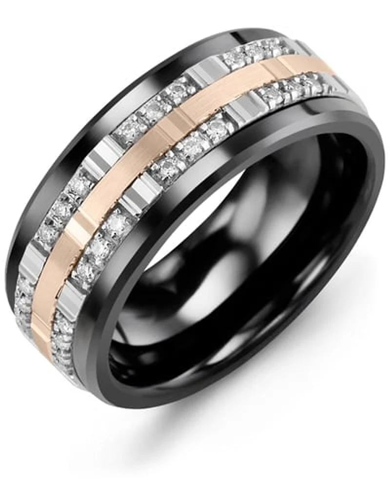 Shop men’s outer trio diamonds wedding band in Canada | La Maison Monaco