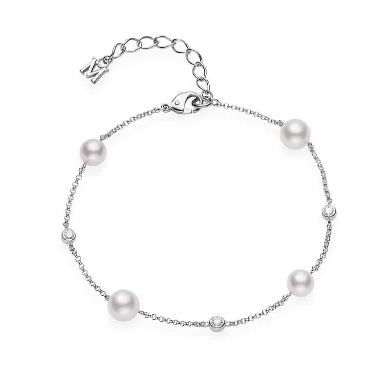 Shop akoya cultured pearl and diamond station bracelet in Canada | La Maison Monaco