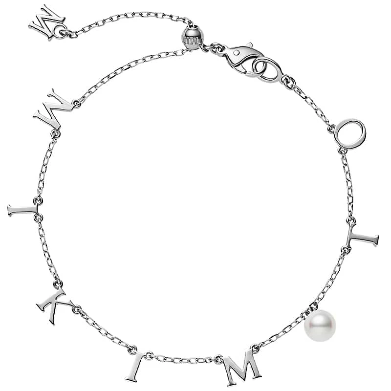 Shop akoya cultured pearl charm bracelet in 18k white gold in Canada | La Maison Monaco