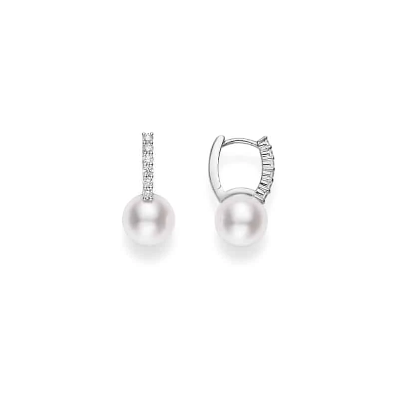 Shop classic elegance akoya cultured pearl earring with diamonds in Canada | La Maison Monaco