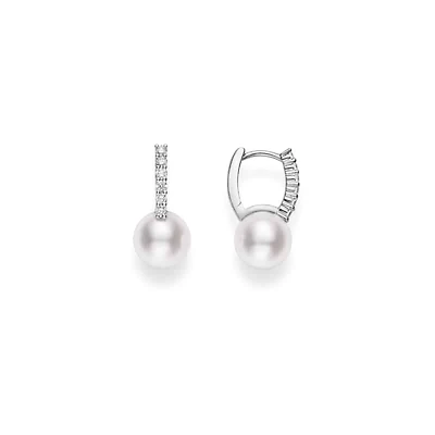 Shop classic elegance akoya cultured pearl earring with diamonds in Canada | La Maison MonacoShop