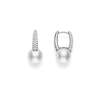 Shop classic elegance akoya cultured pearl earring with diamond in Canada | La Maison Monaco