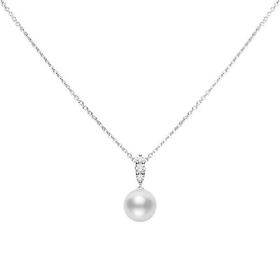 Shop morning dew white south sea cultured pearl pendant in 18k white gold in Canada | La Maison Monaco