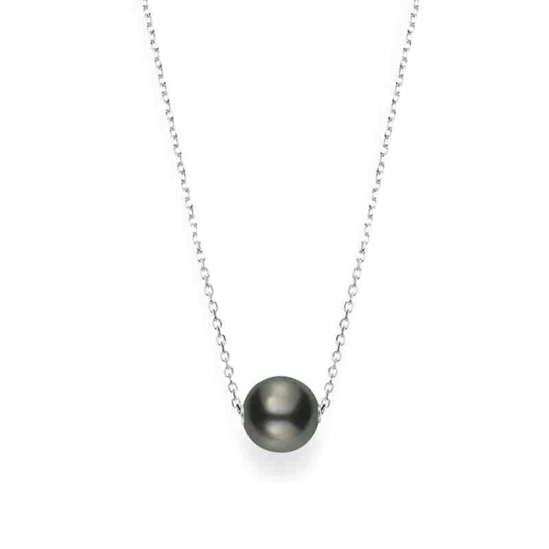 Shop black south sea cultured single pearl pendant in 18k white gold in Canada | La Maison Monaco