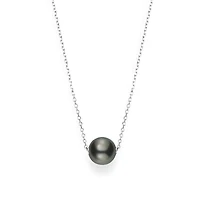 Shop black south sea cultured single pearl pendant in 18k white gold in Canada | La Maison Monaco