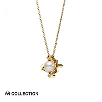 Shop m collection akoya cultured pearl pendant  in 18k yellow gold in Canada | La Maison Monaco