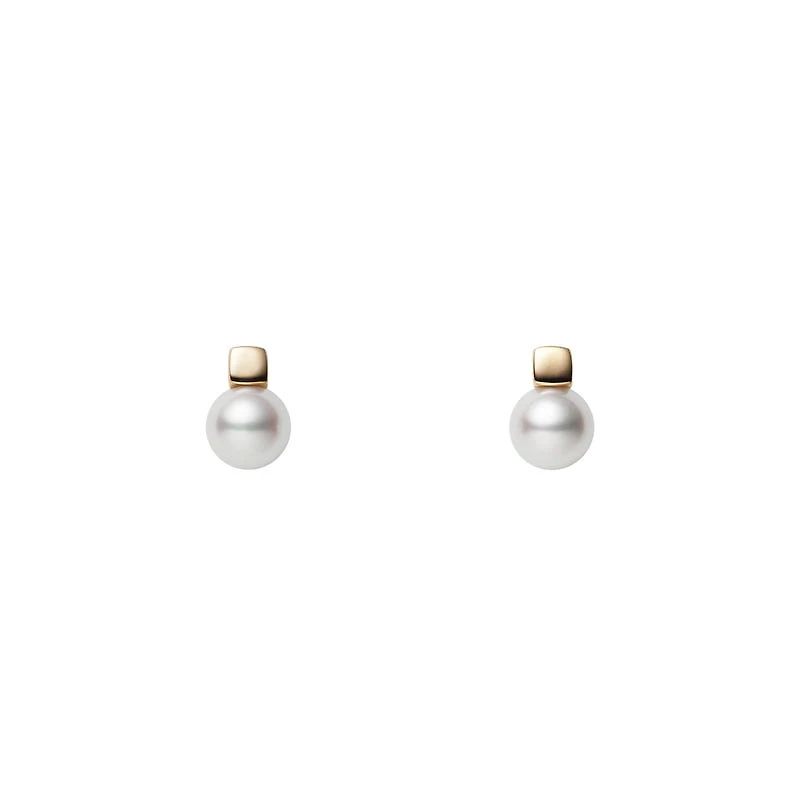 Shop akoya cultured pearl earrings in 18k yellow gold in Canada | La Maison Monaco
