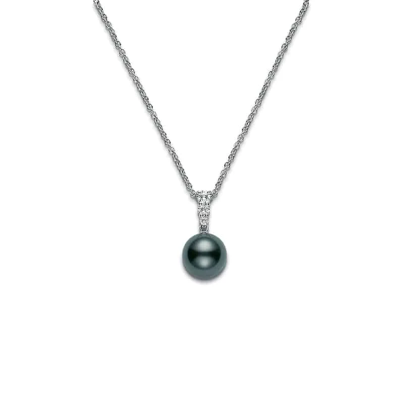 Shop morning dew black south sea cultured pearl pendant – 18k white gold in Canada | La Maison Monaco