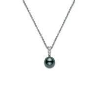 Shop morning dew black south sea cultured pearl pendant – 18k white gold in Canada | La Maison Monaco