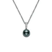 Shop morning dew black south sea cultured pearl pendant – 18k white gold in Canada | La Maison Monaco