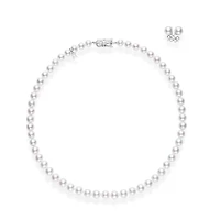 Shop akoya cultured pearl 18 inch two-piece set in 18k white gold in Canada | La Maison Monaco