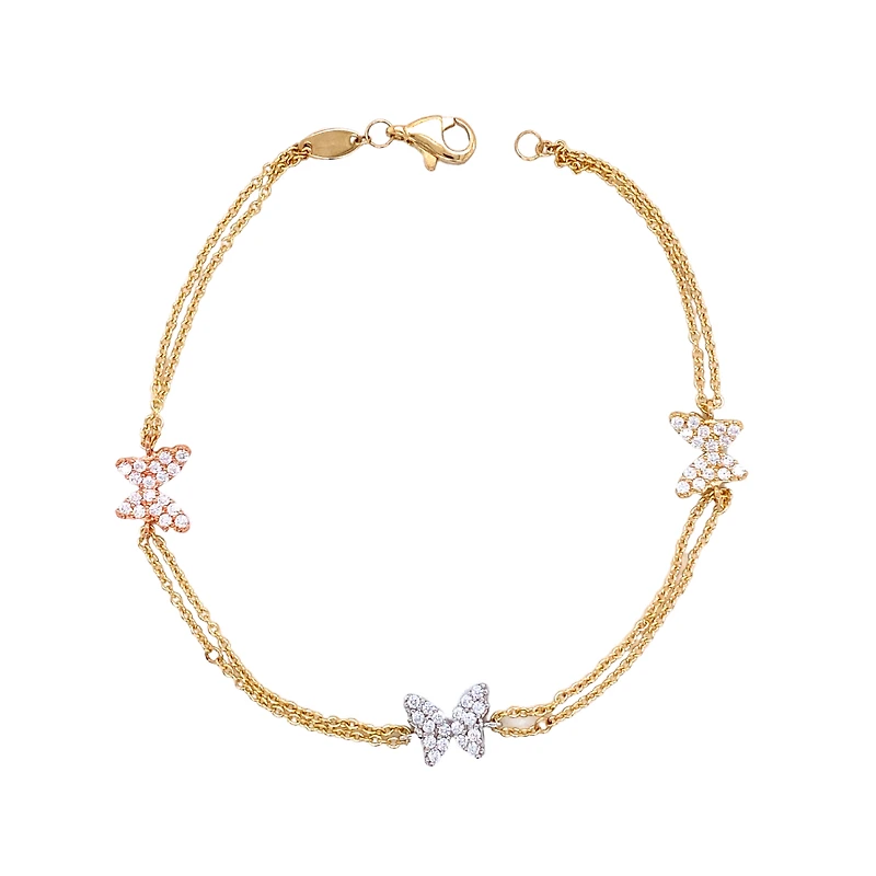 3-TONE 10K GOLD BRACELET - 7.25''