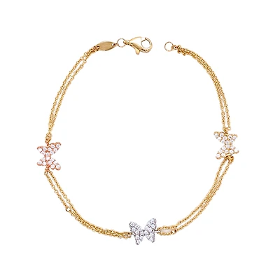 3-TONE 10K GOLD BRACELET - 7.25''