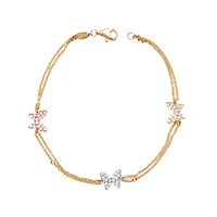 3-TONE 10K GOLD BRACELET - 7.25''