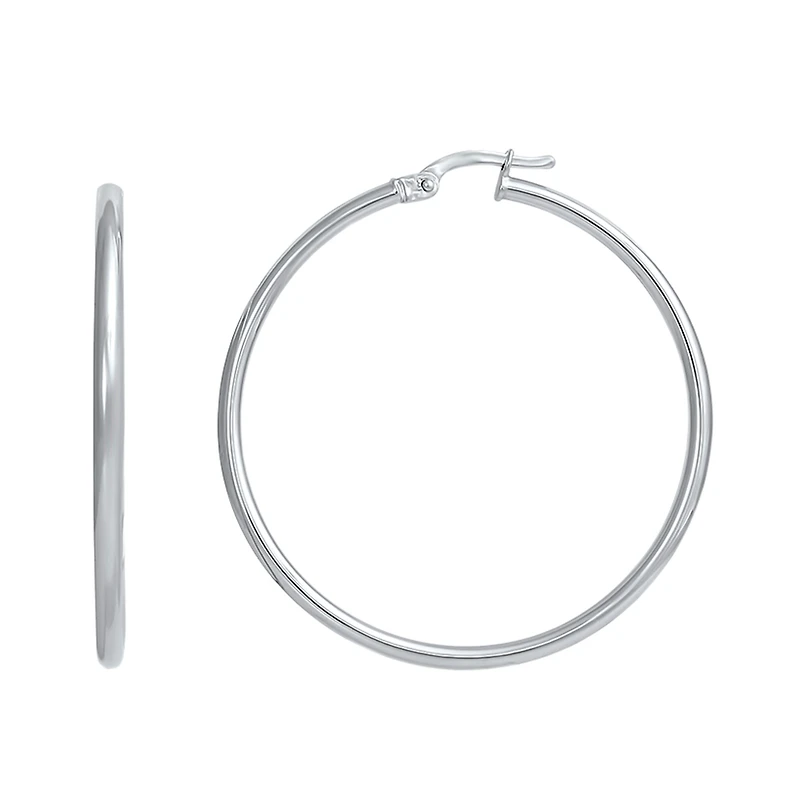 10K WHITE GOLD EARRINGS- 60MM