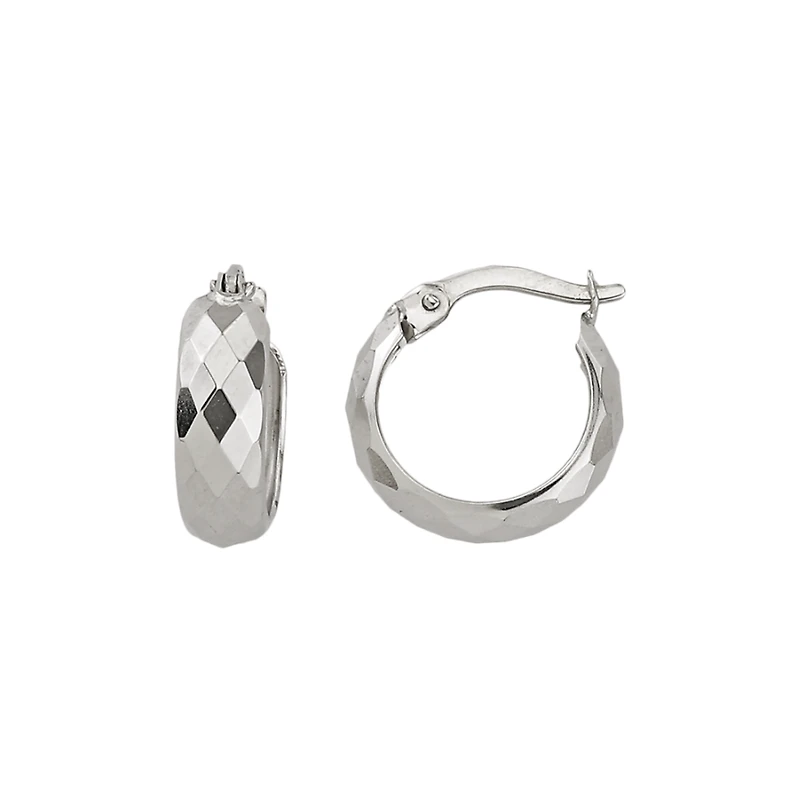 10K WHITE GOLD HOOPS - 14MM