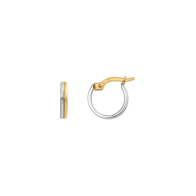 10K 2 TONES GOLD HOOPS - 10MM