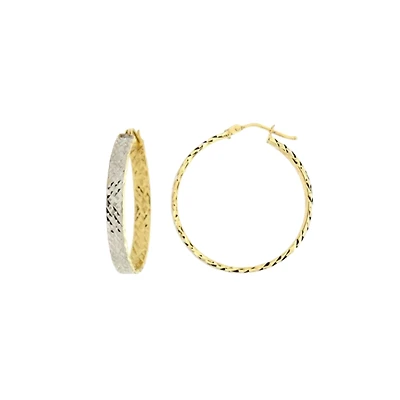 30MM GOLD AND RHODIUM HOOP EARRINGS