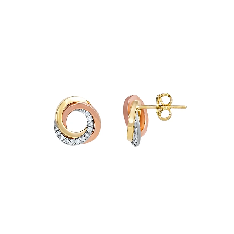 10K 3 TONE GOLD EARRINGS