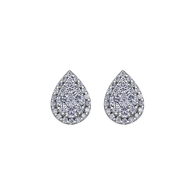BOUCLES D'OREILLES OR BLANC 14K