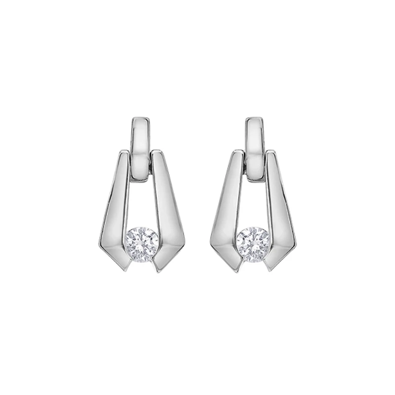 BOUCLES D'OREILLES OR BLANC 10K