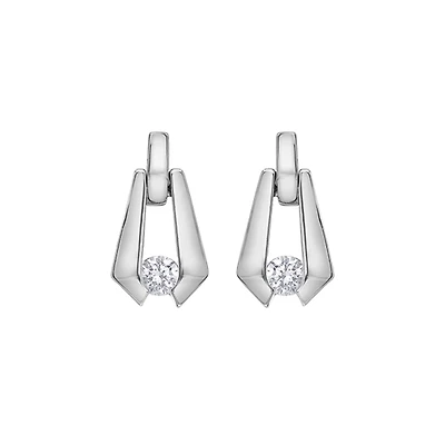 BOUCLES D'OREILLES OR BLANC 10K