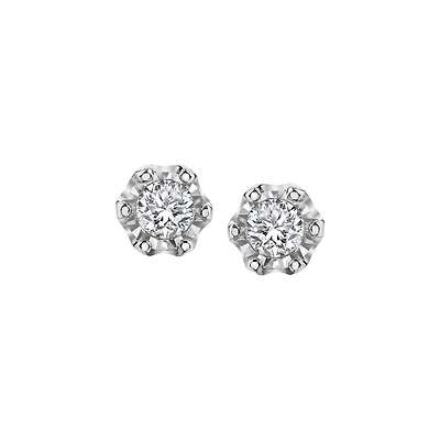 10K WHITE GOLD EARRINGS.