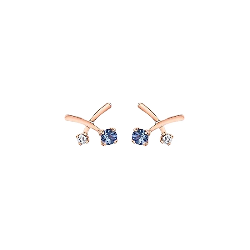 WHITE AND PINK GOLD EARRING 10K