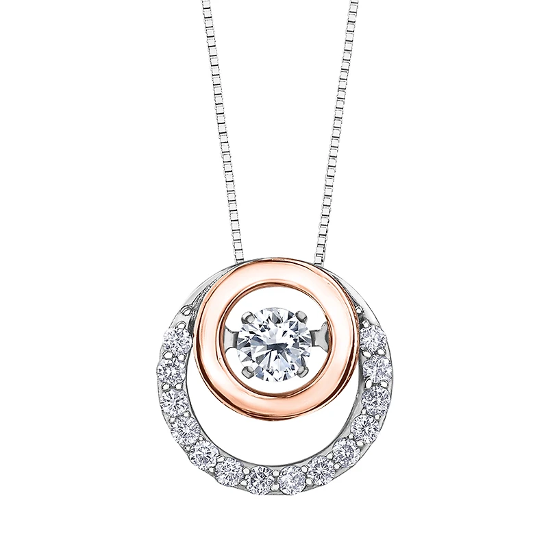 WHITE AND PINK GOLD PENDANT 10K