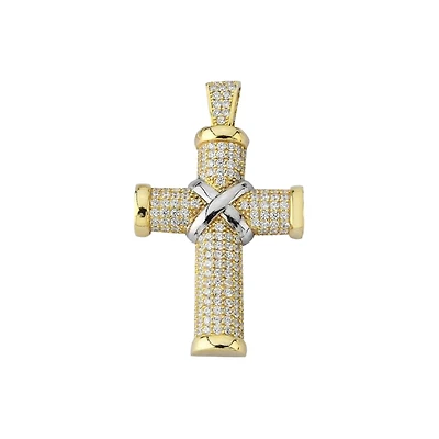 10K YELLOW GOLD CROSS - RHODIUM