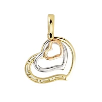 3 TONE 10K GOLD FANCY HEART PENDANT