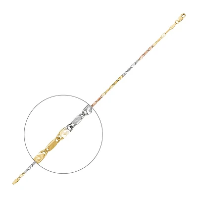 3 TONES GOLD BRACELET - 7''X3MM
