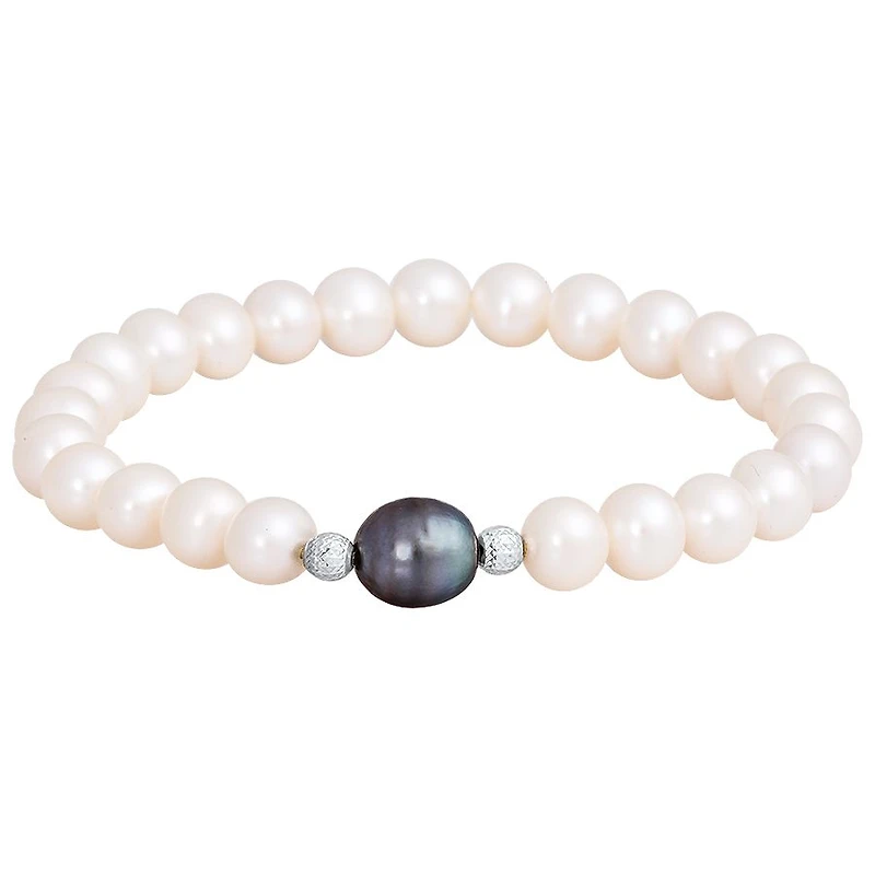 SILVER AND PEARL BRACELET 7.25''