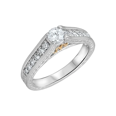 18K YELLOW GOLD AND PLATINUM RING
