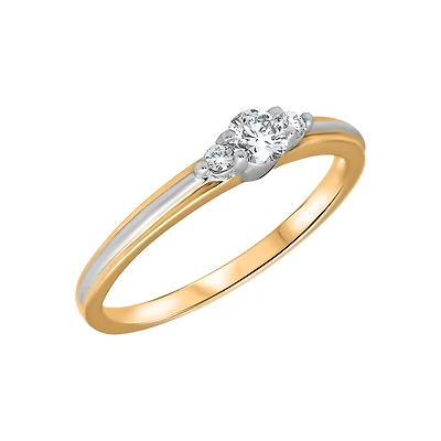 YELLOW GOLD RING WITH RHODIUM