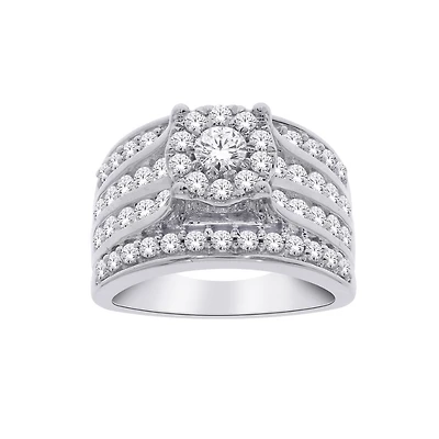 BAGUE EN OR BLANC 10K AVEC DIAMANTS