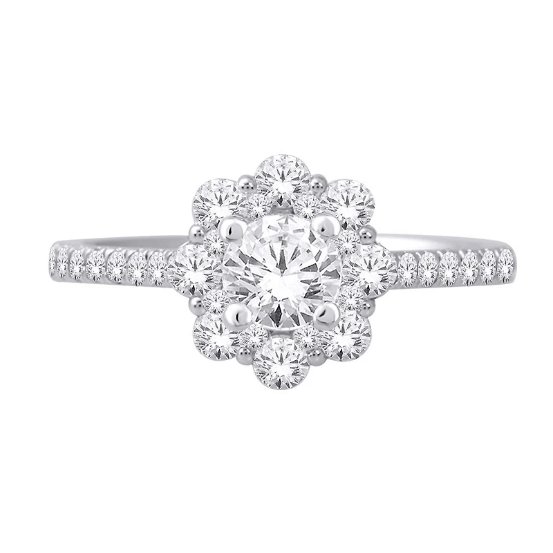 14K WHITE GOLD RING WITH DIAMONDS