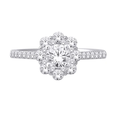 14K WHITE GOLD RING WITH DIAMONDS