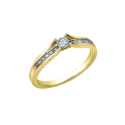 BAGUE EN OR 10K AVEC DIAMANTS