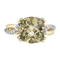 10K GOLD RING TOPAZ AND DIAMONDS